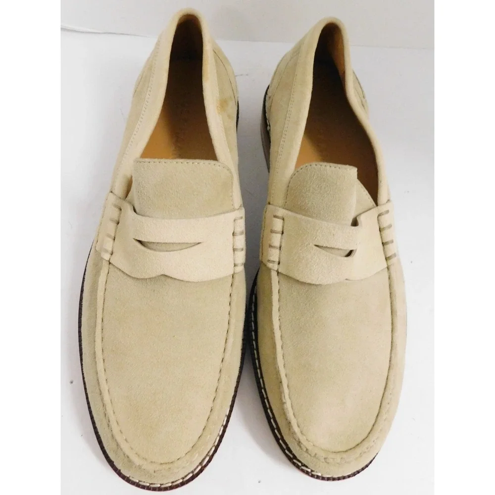 Cole Haan Pinch Penny Loafers Beige Suede Leather $160rt Mens sz 9 M NEW